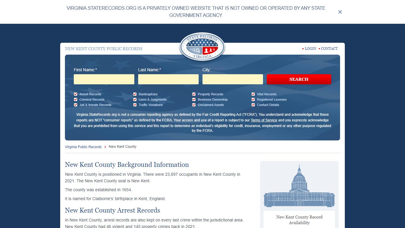New Kent County Arrest, Court, and Public Records | StateRecords.org
