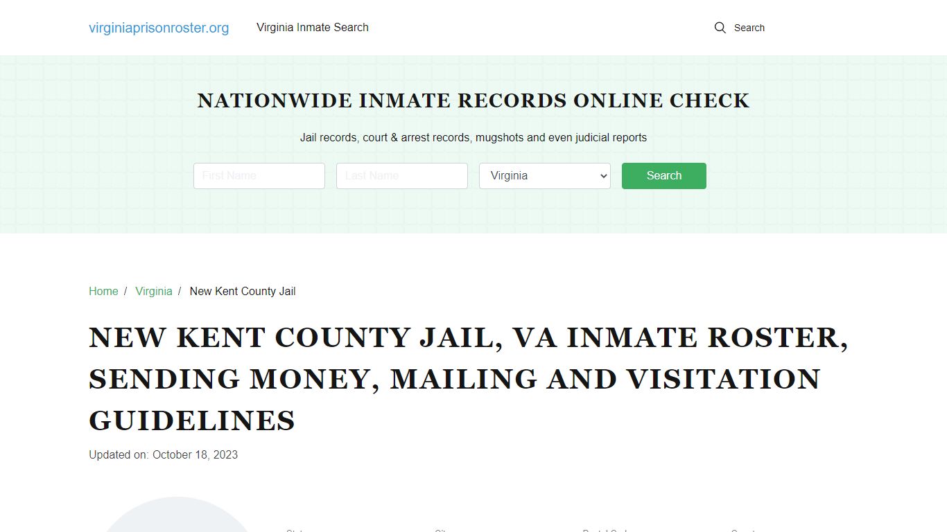 New Kent County Jail, VA: Offender Search, Visitation & Contact Info